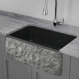 30" Kennesaw Polished Blue Gray Granite Single-Bowl Farmhouse Sink - Chiseled Apron