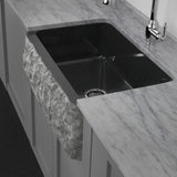 30" Kennesaw Polished Blue Gray Granite Single-Bowl Farmhouse Sink - Chiseled Apron