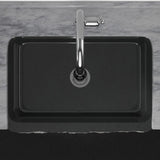 30" Kennesaw Polished Blue Gray Granite Single-Bowl Farmhouse Sink - Chiseled Apron