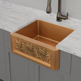 30" Lynn Copper Grape Design Single-Bowl Farmhouse Sink