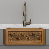 30" Lynn Copper Grape Design Single-Bowl Farmhouse Sink