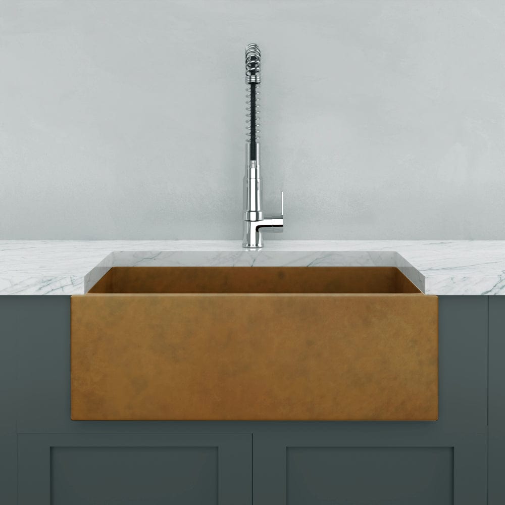 30" Murray Cast Concrete Smooth Apron Single-Bowl Farmhouse Sink - Vintage Brown
