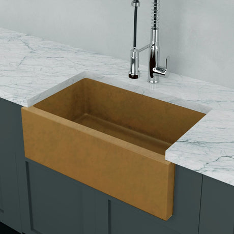 30" Murray Cast Concrete Smooth Apron Single-Bowl Farmhouse Sink - Vintage Brown
