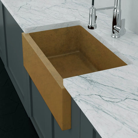 30" Murray Cast Concrete Smooth Apron Single-Bowl Farmhouse Sink - Vintage Brown