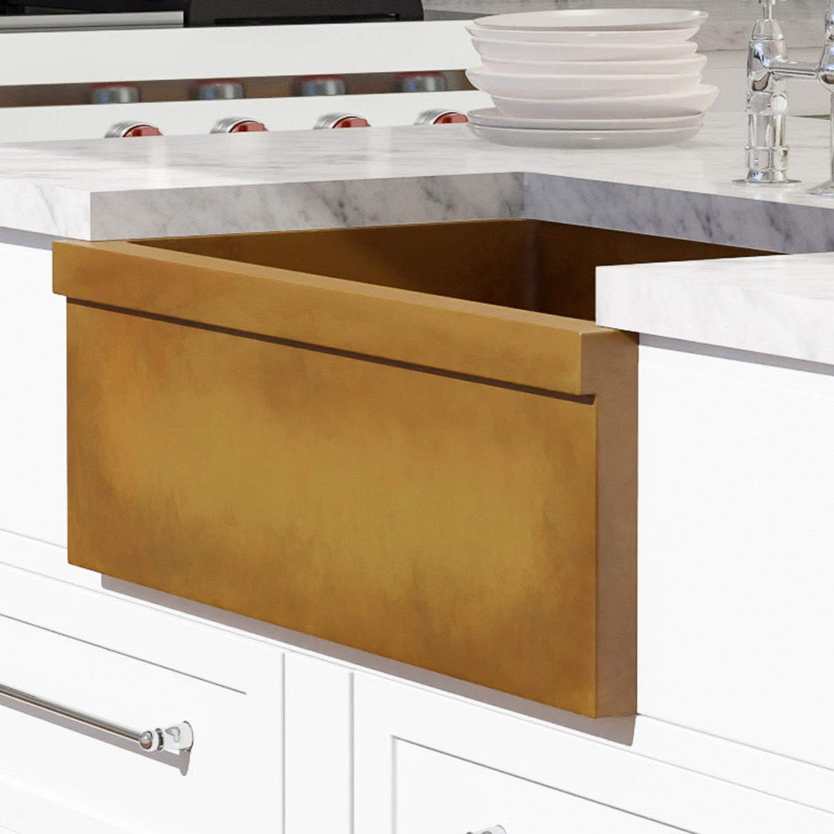 30" Murray Cast Concrete Smooth Apron Single-Bowl Farmhouse Sink with Top Lip - Vintage Brown