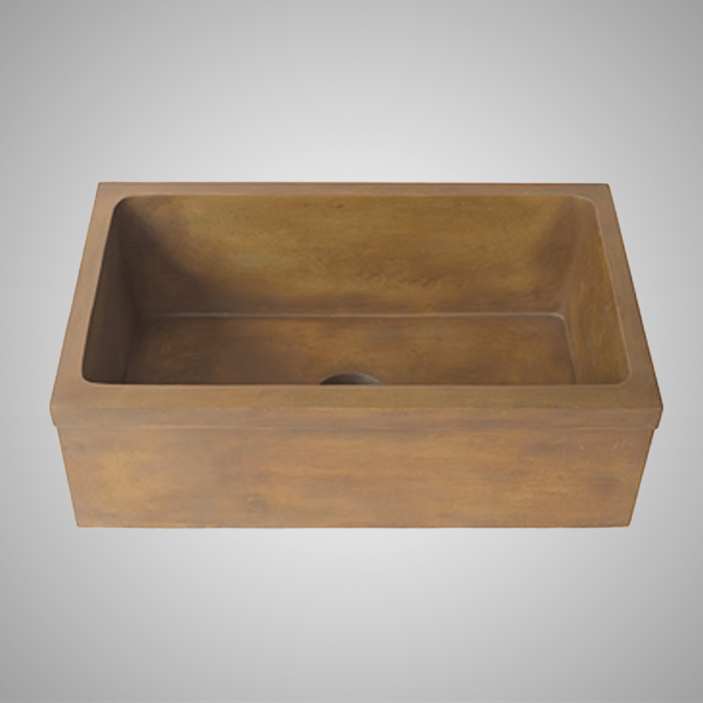 30" Murray Cast Concrete Smooth Apron Single-Bowl Farmhouse Sink with Top Lip - Vintage Brown