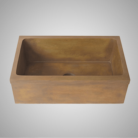 30" Murray Cast Concrete Smooth Apron Single-Bowl Farmhouse Sink with Top Lip - Vintage Brown