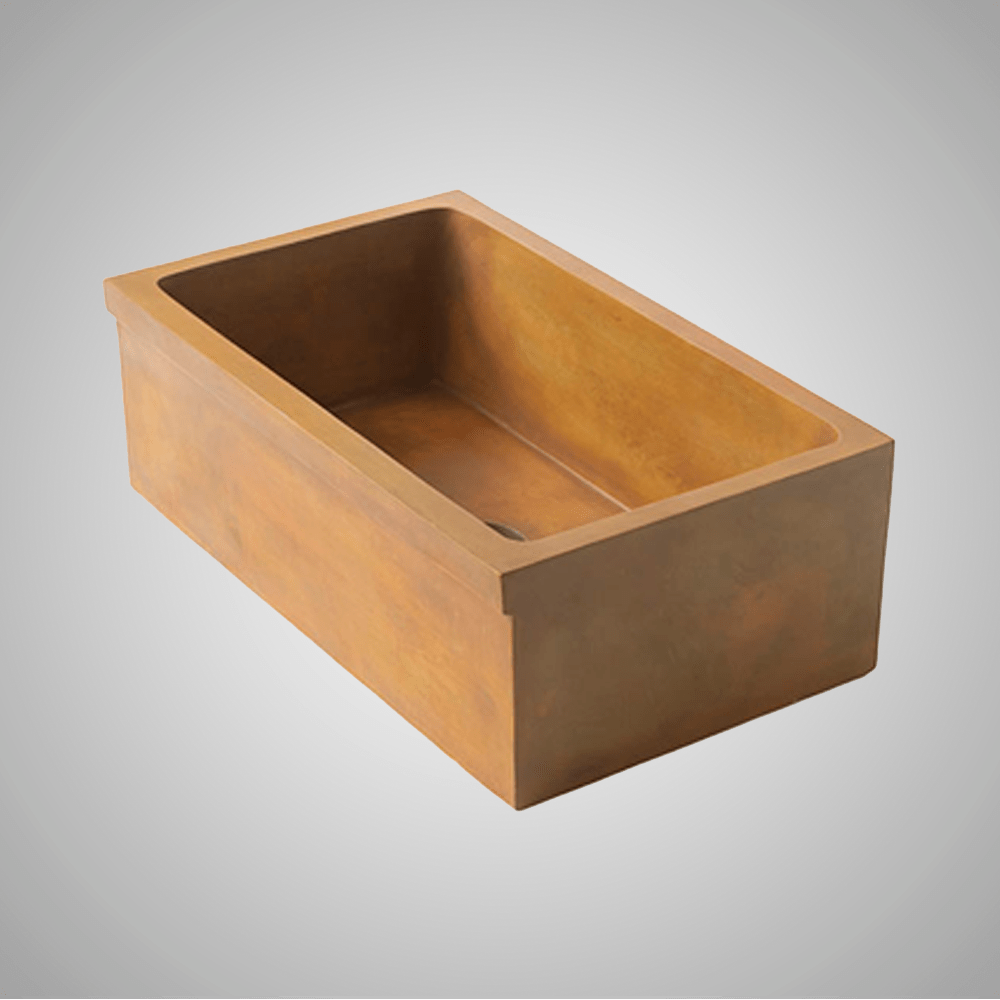 30" Murray Cast Concrete Smooth Apron Single-Bowl Farmhouse Sink with Top Lip - Vintage Brown