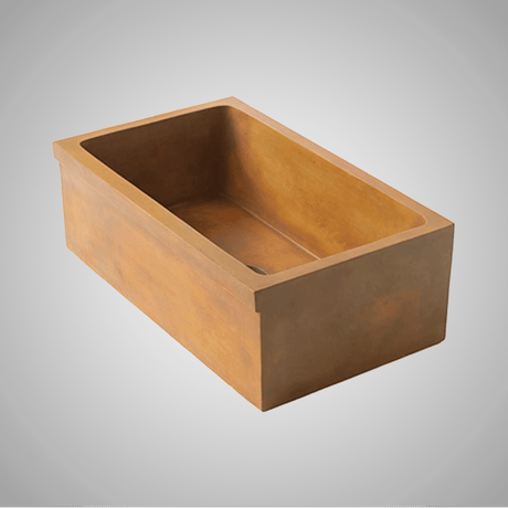 30" Murray Cast Concrete Smooth Apron Single-Bowl Farmhouse Sink with Top Lip - Vintage Brown