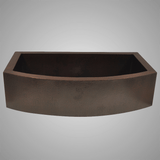 30" Narrow Bepen Hammered Copper Single-Bowl Curved Apron Farmhouse Sink
