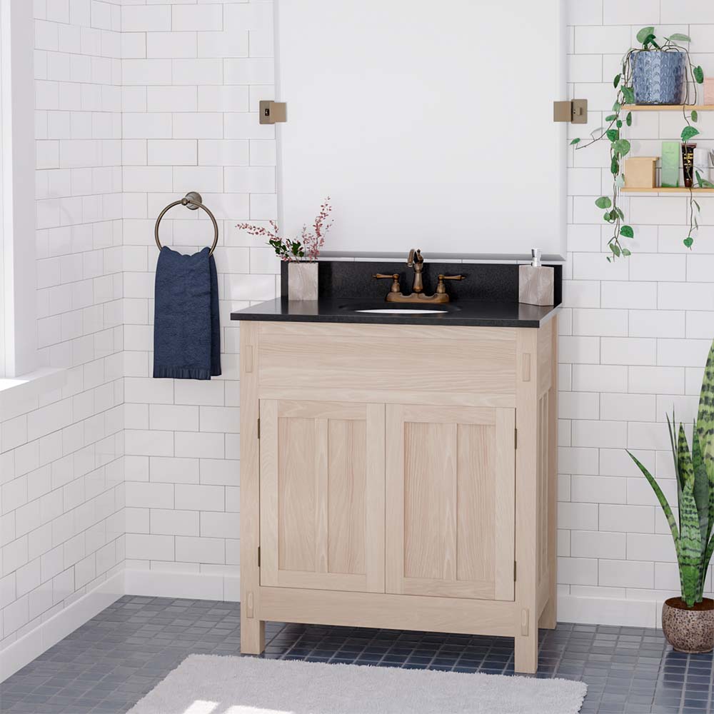 30" Narrow Mission Unfinished Red Oak Vanity for Undermount Sink - 34" Height