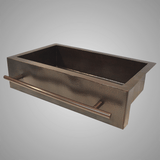 30" Narrow Selzergor Hammered Copper Single-Bowl Farmhouse Sink with Towel Bar