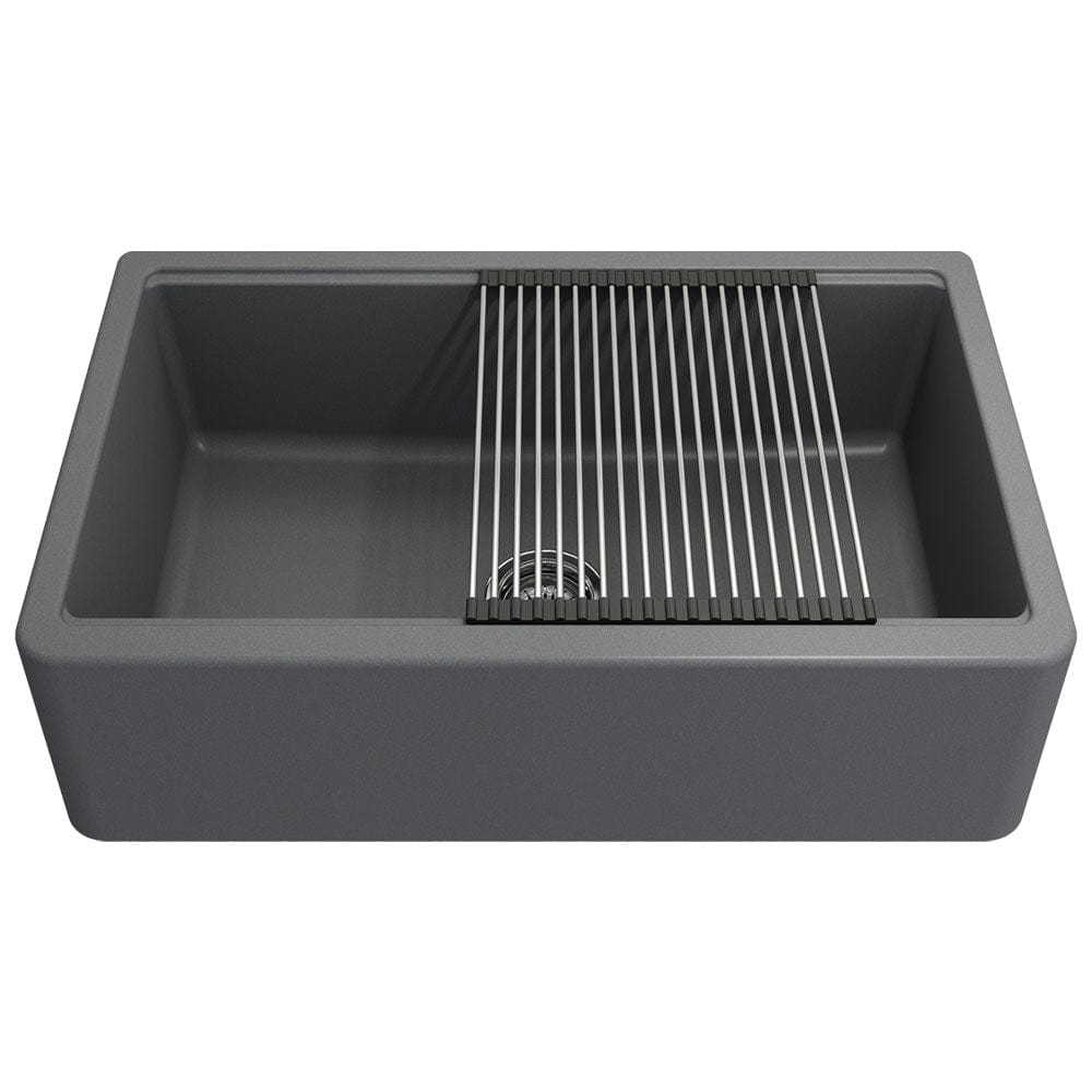 30" Scanley Fireclay Single-Bowl Workstation Farmhouse Sink with Offset Drain