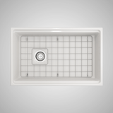 30" Scanley Fireclay Single-Bowl Workstation Farmhouse Sink with Offset Drain