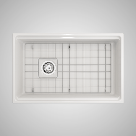 30" Scanley Fireclay Single-Bowl Workstation Farmhouse Sink with Offset Drain