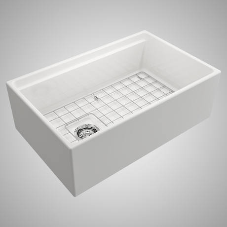 30" Scanley Fireclay Single-Bowl Workstation Farmhouse Sink with Offset Drain