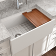 30" Scanley Fireclay Single-Bowl Workstation Farmhouse Sink with Offset Drain