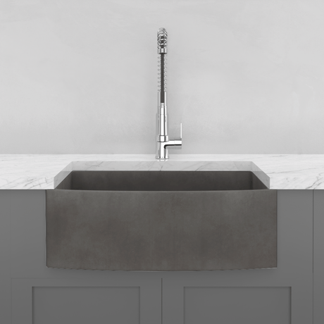 30" Schneller Cast Concrete Curved Apron Single-Bowl Farmhouse Sink - Dusk Grey