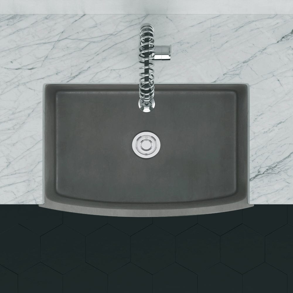 30" Schneller Cast Concrete Curved Apron Single-Bowl Farmhouse Sink - Dusk Grey