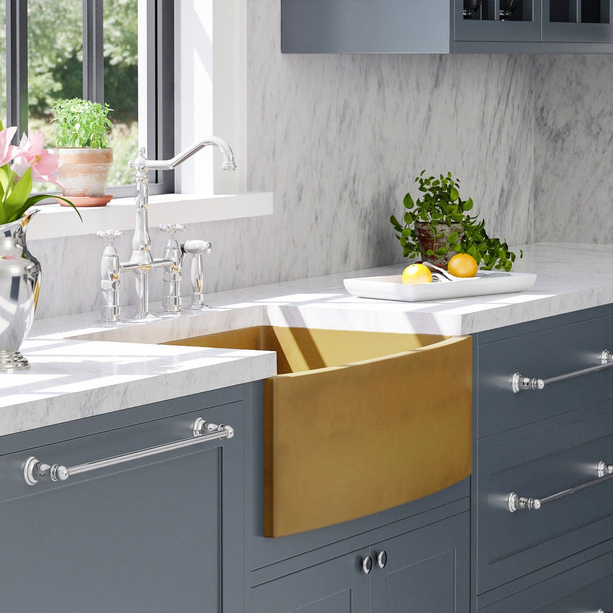 30" Schneller Cast Concrete Curved Apron Single-Bowl Farmhouse Sink - Vintage Brown