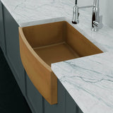 30" Schneller Cast Concrete Curved Apron Single-Bowl Farmhouse Sink - Vintage Brown