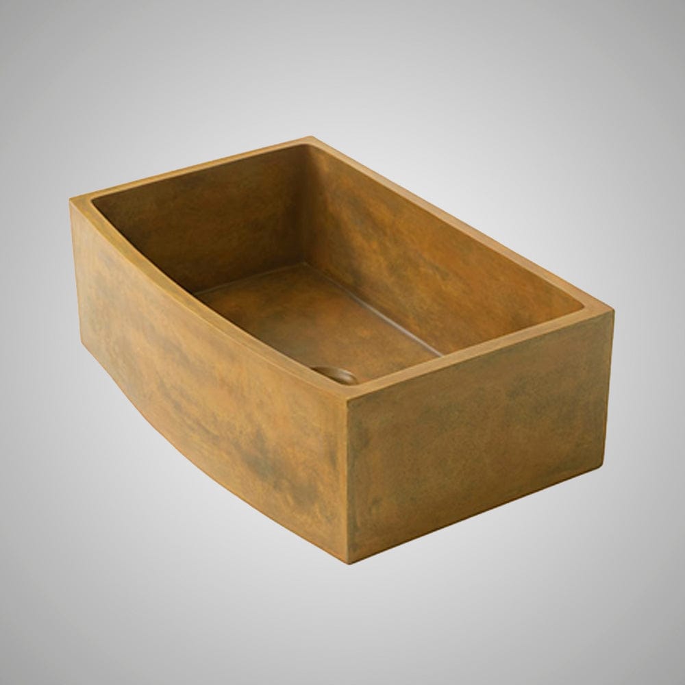 30" Schneller Cast Concrete Curved Apron Single-Bowl Farmhouse Sink - Vintage Brown