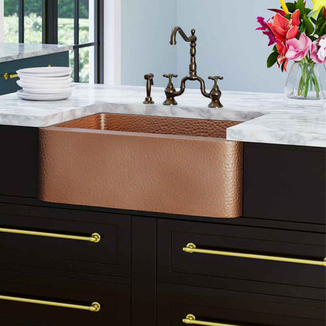 30" Sinclair Hammered Copper Single-Bowl Farmhouse Sink