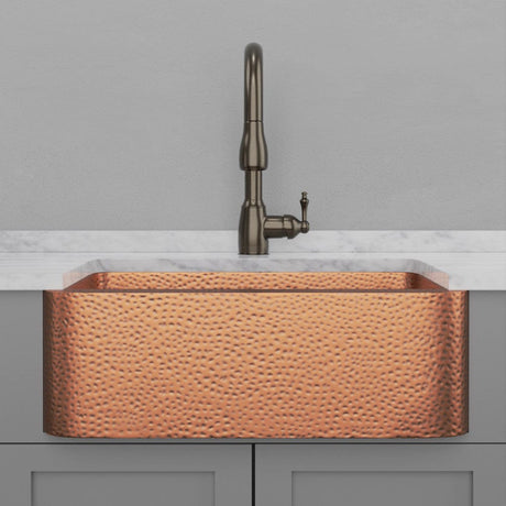 30" Sinclair Hammered Copper Single-Bowl Farmhouse Sink