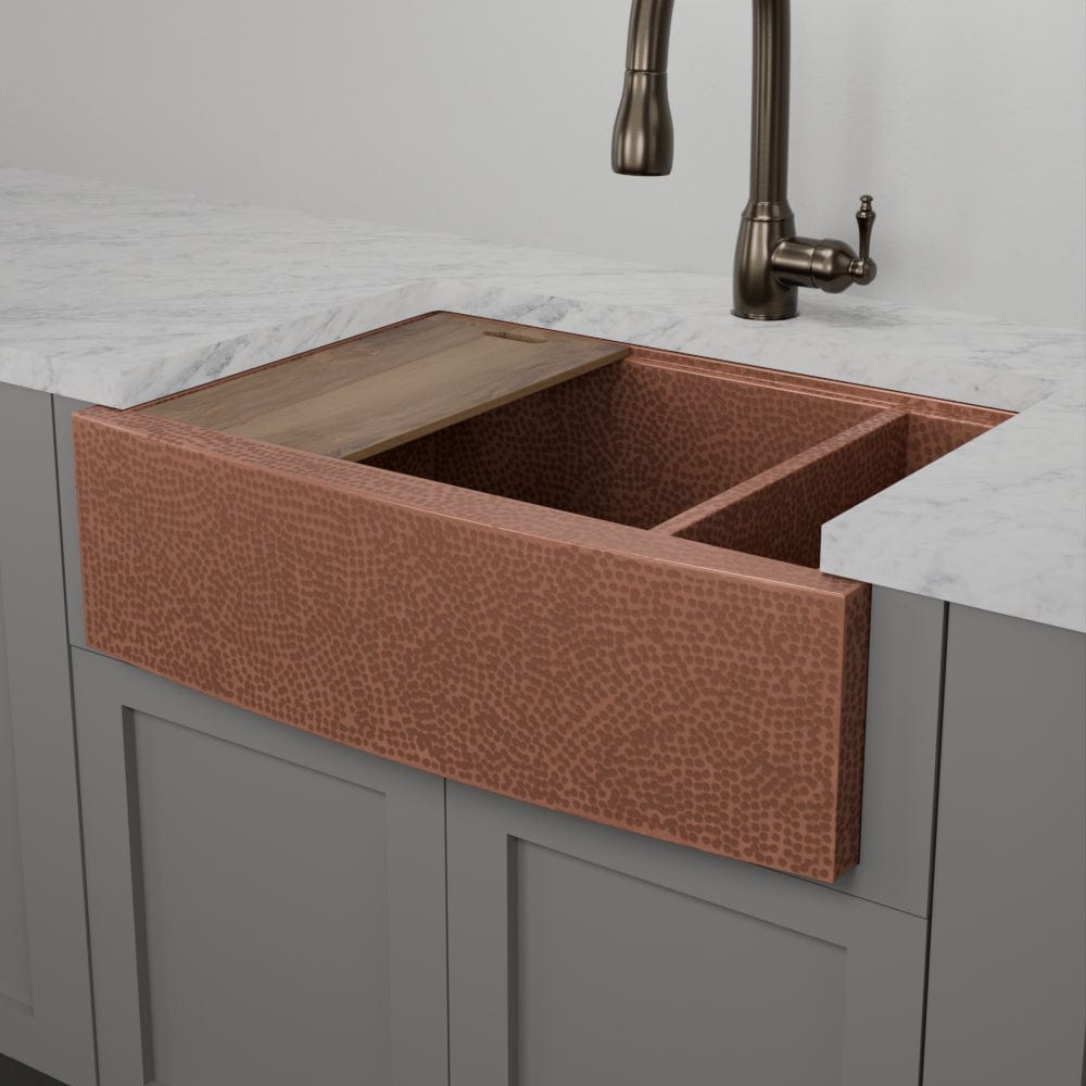 30" Sloane Hammered Copper Workstation Farmhouse Sink