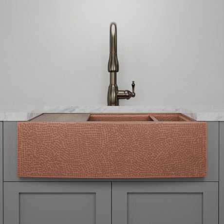 30" Sloane Hammered Copper Workstation Farmhouse Sink