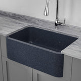 30" Smyrna Smooth Polished Blue Gray Granite Single-Bowl Farmhouse Sink