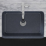 30" Smyrna Smooth Polished Blue Gray Granite Single-Bowl Farmhouse Sink