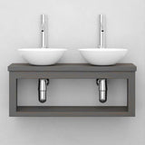 30" Thanesta Teak Wall-Mount Double Vessel Sink Vanity with Shelf - Gray Wash