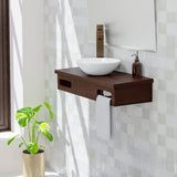 30" Thaxton Teak Wall-Mount Vessel Vanity with Double Towel Bars - Dark Antique