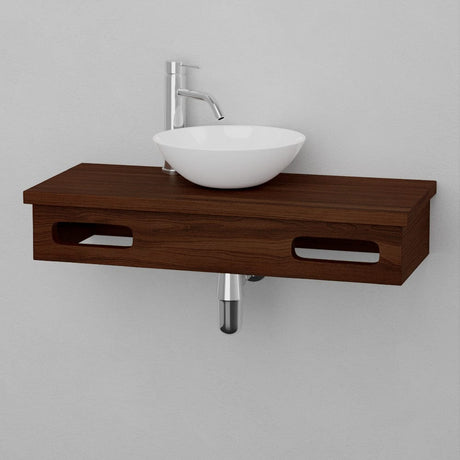 30" Thaxton Teak Wall-Mount Vessel Vanity with Double Towel Bars - Dark Antique