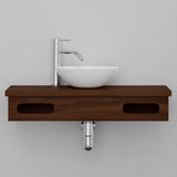 30" Thaxton Teak Wall-Mount Vessel Vanity with Double Towel Bars - Dark Antique