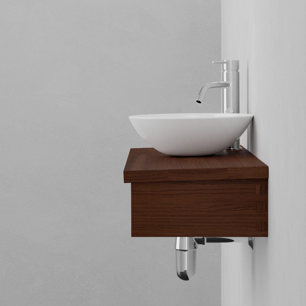 30" Thaxton Teak Wall-Mount Vessel Vanity with Double Towel Bars - Dark Antique