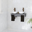 30" Thaxton Teak Wall-Mount Vessel Vanity with Double Towel Bars - Gray Wash