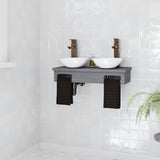 30" Thaxton Teak Wall-Mount Vessel Vanity with Double Towel Bars - Gray Wash