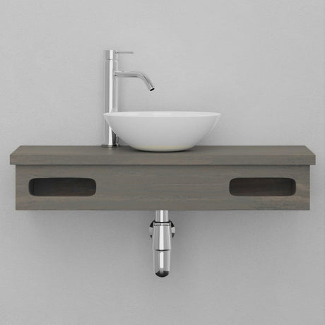 30" Thaxton Teak Wall-Mount Vessel Vanity with Double Towel Bars - Gray Wash
