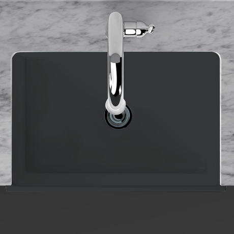 30" Uberto Handcrafted Fireclay Single-Bowl Fluted Apron Farmhouse Sink - Glossy Black