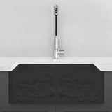 30" Una Handcrafted Fireclay Single-Bowl Foliage Apron Farmhouse B-Grade Sink - Matte Black