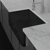 30" Una Handcrafted Fireclay Single-Bowl Foliage Apron Farmhouse B-Grade Sink - Matte Black