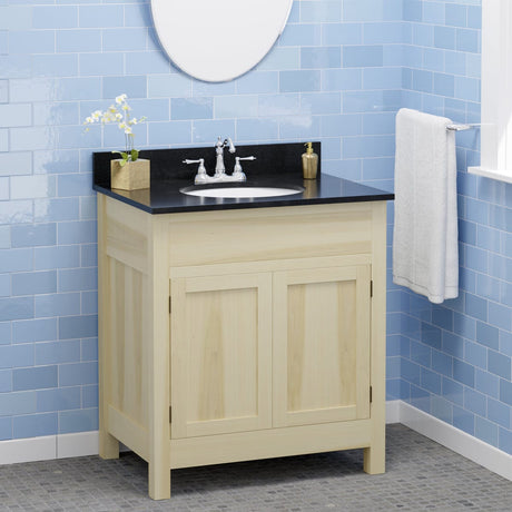 30" Unpainted Shaker Style Poplar Wood Vanity for Undermount Sink - 34" Height