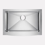 30" Vaiden Stainless Steel Single-Bowl Farmhouse Sink - Rippled Apron