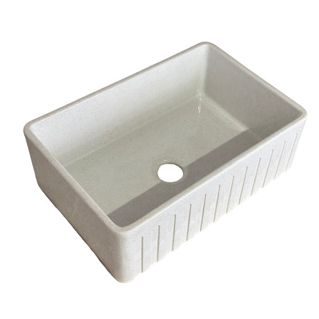 30" Vasava Handcrafted Fireclay Single-Bowl Fluted Apron Farmhouse Sink - Marbled