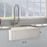 30" Vasava Handcrafted Fireclay Single-Bowl Fluted Apron Farmhouse Sink - Marbled