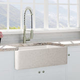 30" Vasava Handcrafted Fireclay Single-Bowl Smooth Apron Farmhouse Sink - Marbled