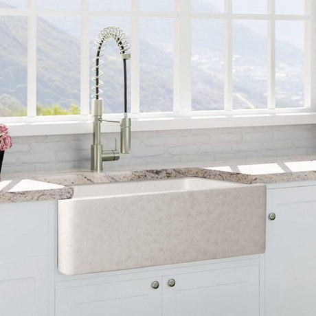 30" Vasava Handcrafted Fireclay Single-Bowl Smooth Apron Farmhouse Sink - Marbled