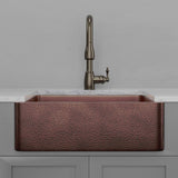 30" Verdin Single Bowl Hammered Copper Farmhouse Sink - Antique Copper Interior with Dark Copper Exterior